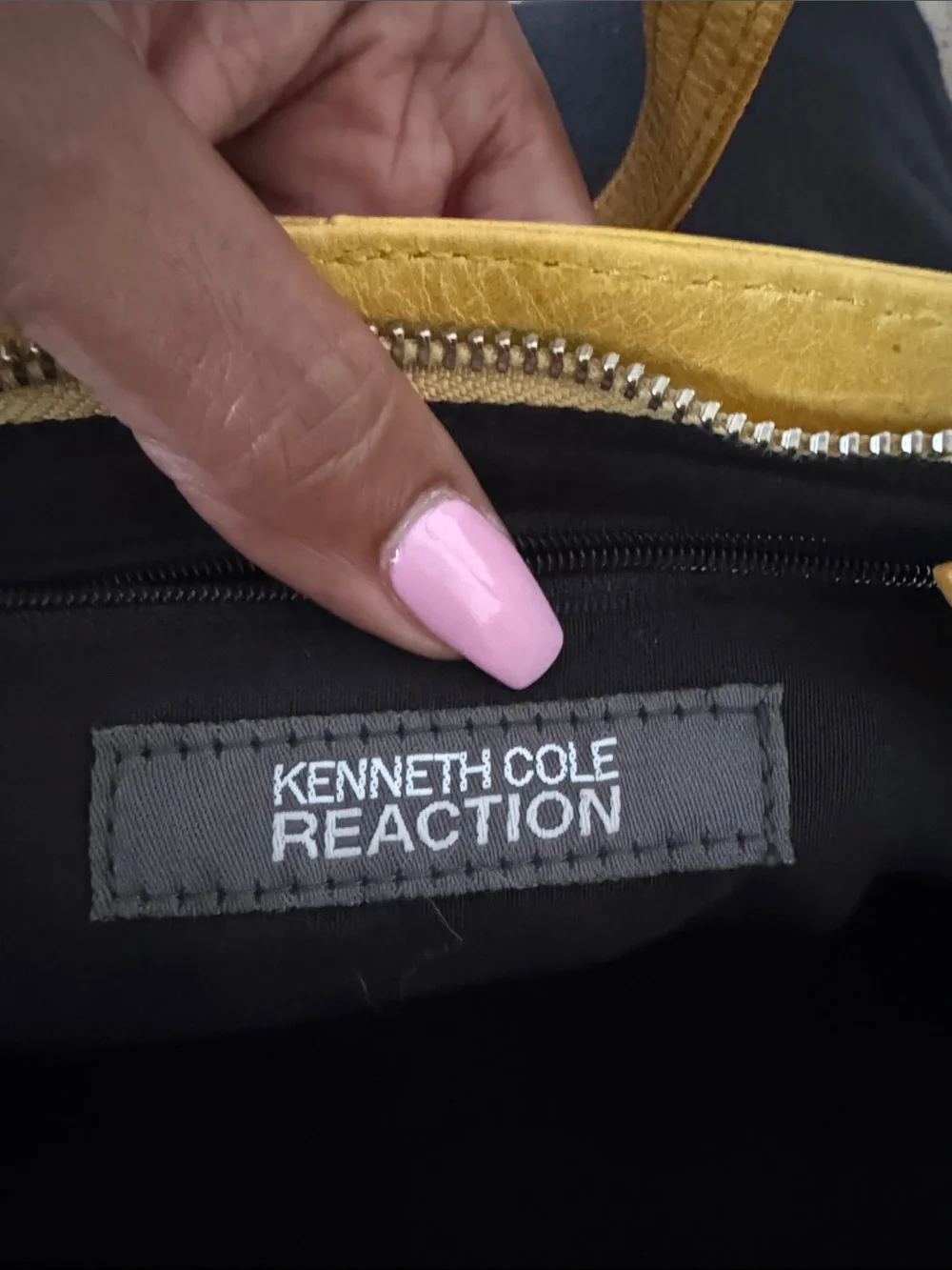 Kenneth Cole Reaction Mustard Yellow Leather Clutch